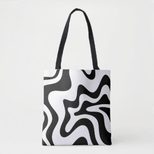 Retro Liquid Swirl Trippy Black and White Abstrakt Tygkasse