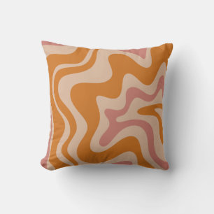 Retro Liquid Swirl Trippy Orange & Thulian Mönster Kudde