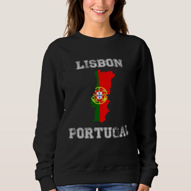 Retro Lisbon Portugal Distressed Portugal Flag T Shirt (Framsida)