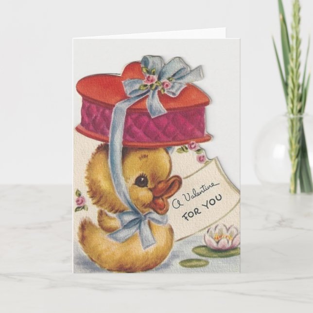 Retro lite pip med chokladvalentinen helgkort (Framsida)