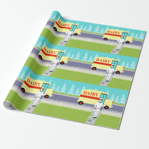 Retro liten stadmjölkbud som slår in papper presentpapper