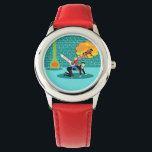Retro Little Cowboy Barn Watch Armbandsur<br><div class="desc">Yehaw! Du får redo att rida ut i solnedgången med Retro Little Cowboy Barn Watch. Den här visuella designen har en sjudande, minimalistisk, tecknad teckning i far och hans unge son som har mobbning, bra tid. Scenen tar ställe i sitt moderna vardagsrum i mitten av århundradet, som har ett akvarium...</div>