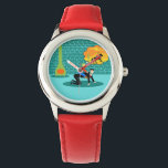 Retro Little Cowboy Barn Watch Armbandsur<br><div class="desc">Yehaw! Du får redo att rida ut i solnedgången med Retro Little Cowboy Barn Watch. Den här visuella designen har en sjudande, minimalistisk, tecknad teckning i far och hans unge son som har mobbning, bra tid. Scenen tar ställe i sitt moderna vardagsrum i mitten av århundradet, som har ett akvarium...</div>