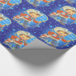 Retro Little Cowboy med Rope God jul Presentpapper