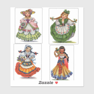 Retro Little Dam Anpassningsbar-cut Vinyl Sticker Klistermärken