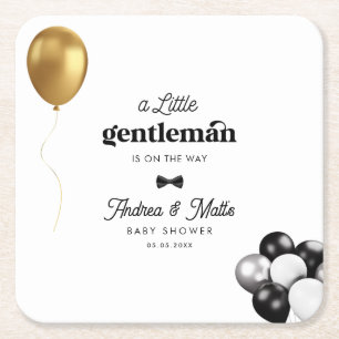 Retro Little gentleman Balloons Boy Shower Underlägg Papper Kvadrat