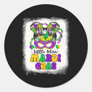 Retro Little Miss Mardi Gras Outfit Youth Girl Wom Runt Klistermärke