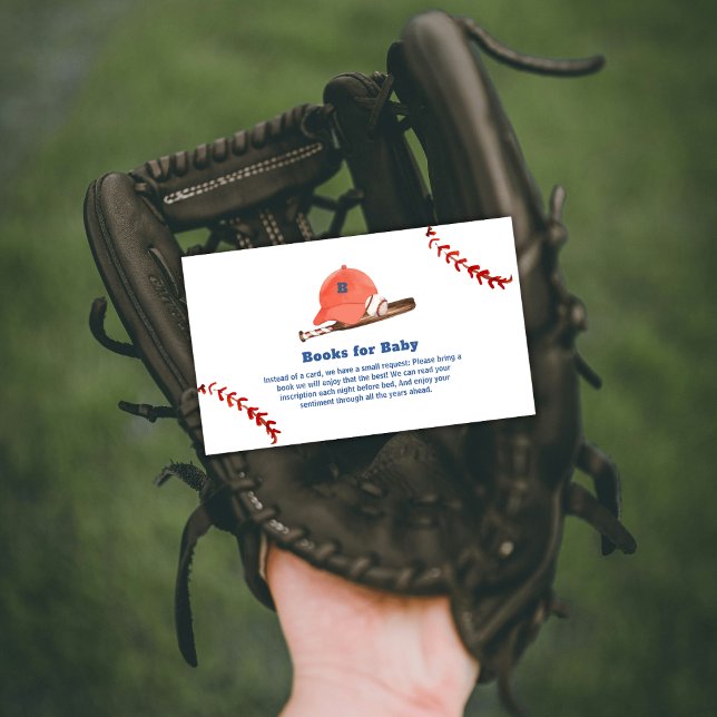 Retro LIttle Slugger Baseball Books Baby Shower  Tilläggskort (Retro LIttle Slugger Baseball Books Baby Shower Enclosure Card)