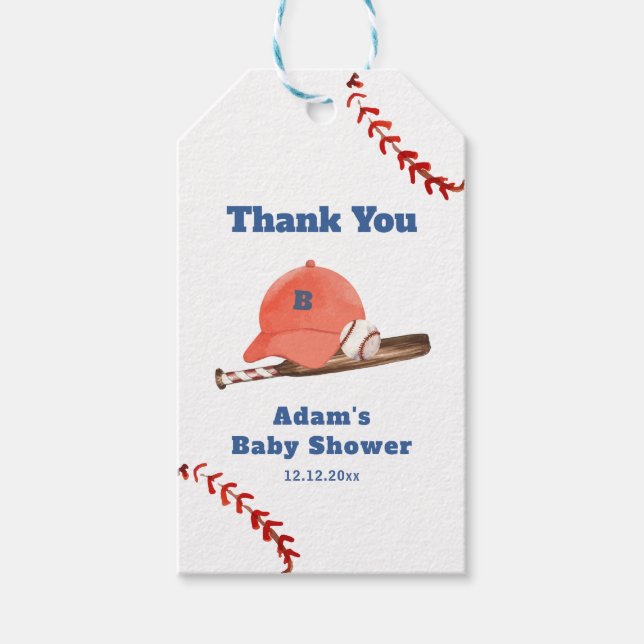 Retro LIttle Slugger Baseball Boy Baby Shower  Presentetikett (Framsidan)