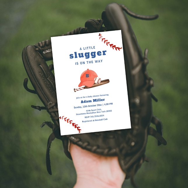 Retro Little Slugger Baseball Sport Baby Shower Inbjudningar (Retro Little Slugger Baseball Sport Baby Shower Invitation)
