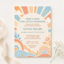 Retro Little Sunshine Boy Baby Shower