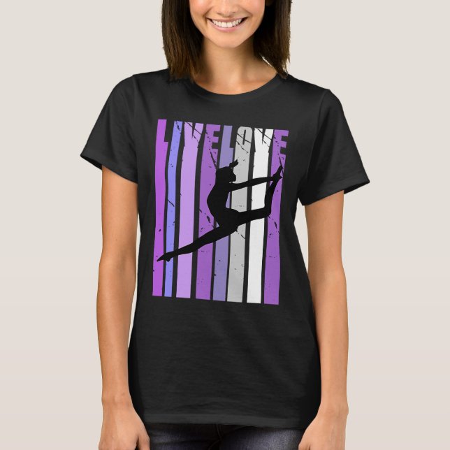 Retro Live Kärlek Dancer Dance Birthday Silhouette T Shirt (Framsida)