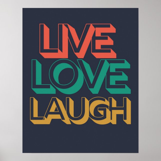 Retro Live Laugh Kärlek 80s Typografi Poster (Framsidan)