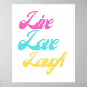 Retro Live Laugh Kärlek Gult Rosa Turcos Poster