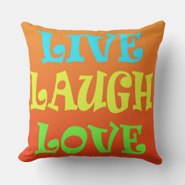 Retro Live Laugh Kärlek Pillow Kudde (Framsida)