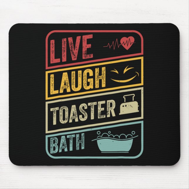 Retro Live Laugh Toaster Bath Skeleton Funny Hallo Musmatta (Framsidan)