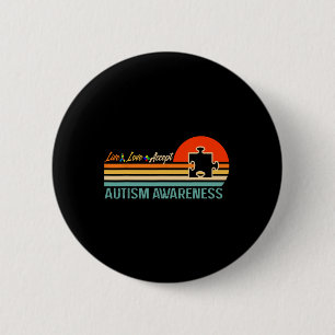 Retro Live Love Acceptera Autism Medvetenhet Prese Knapp