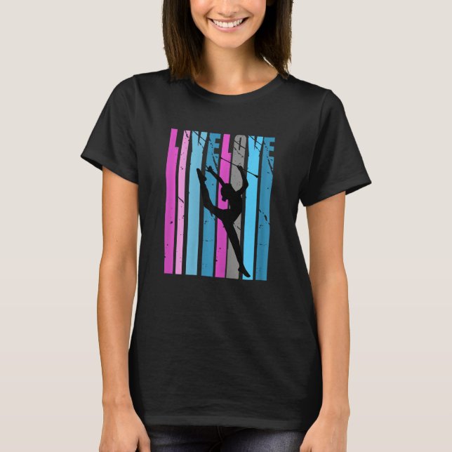 Retro Live Love Rhythmic Gymnastics Silhouette Col T Shirt (Framsida)