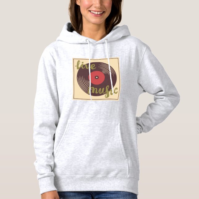 Retro Live Music Vinyl-post T Shirt (Framsida)