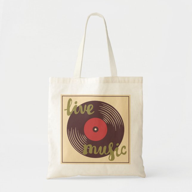 Retro Live Music Vinyl Record Toit Bag Tygkasse (Framsidan)