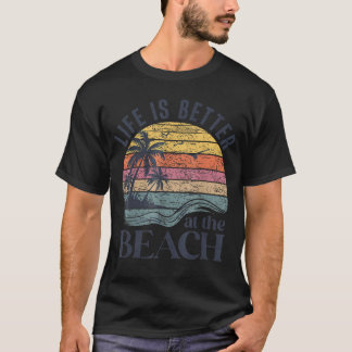 Retro Livet Är Bättre Vid Stranden Vintage Sommar T Shirt