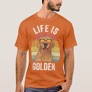 Retro Livet Är Guld Golden Retriever-presenter Rol T Shirt