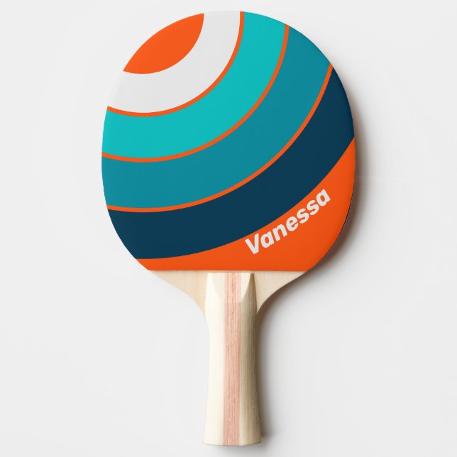 Retro Livräddare Cirkelrand med Namn Pingisracket (Framsidan)