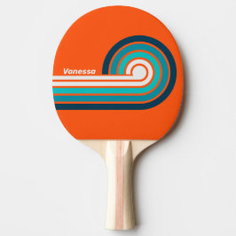 Retro Livräddare Curl Ränder med Namn Pingisracket
