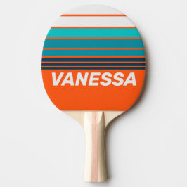 Retro Livräddare Horisontell Randig med Namn Pingisracket