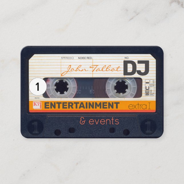 Retro ljudbandkassett 80-tal DJ visitkort 2 (Framsida)