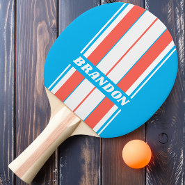 Retro Ljus Himmelblå Brädstripor med Namn Pingisracket