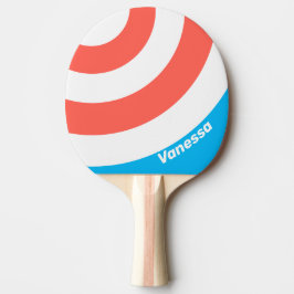 Retro Ljus Himmelblå Cirkelrand med Namn Pingisracket