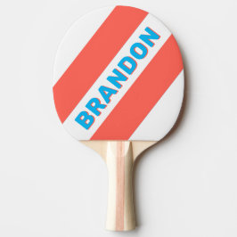 Retro Ljus Himmelblå Feta Ränder med Namn Pingisracket