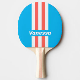 Retro Ljus Himmelblå Pinrandiga med Namn Pingisracket