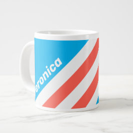 Retro Ljus Himmelblå Ränder med Namn Jumbo Mugg