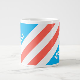 Retro Ljus Himmelblå Ränder med Namn Jumbo Mugg