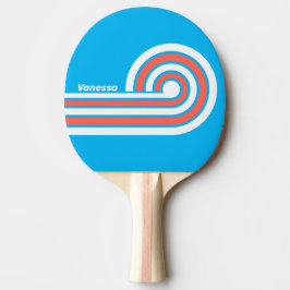 Retro Ljus Himmelblå Ränder med Namn Pingisracket