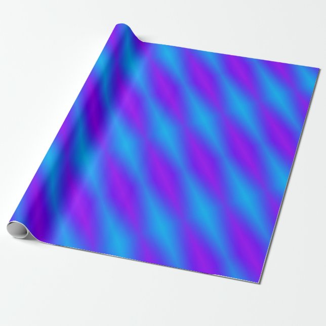 Retro Ljusblå & Lila Harlekin Presentpapper (Utrullad)