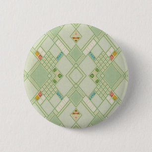 Retro Ljust grönt Geometric Bohemian Tile Mönster Knapp