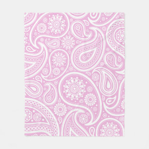Retro ljust - rosa vitPaisley tryck Fleecefilt