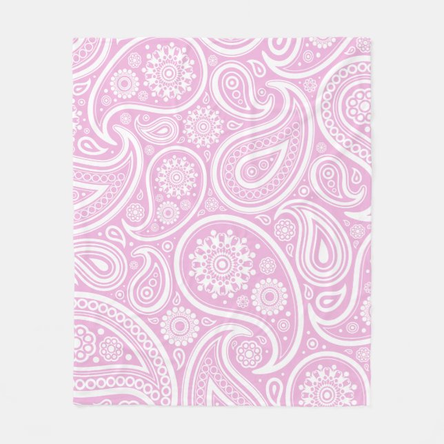 Retro ljust - rosa vitPaisley tryck Fleecefilt (Framsidan)