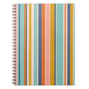 Retro lodrät orange blue och gult rosa rand anteckningsbok