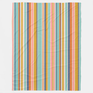 Retro lodrät orange blue och gult rosa rand fleecefilt