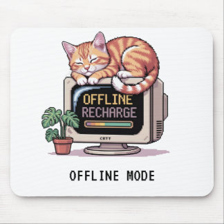 Retro Lofi PixelArt Sleeping Cat Offline Mouse Pad Musmatta