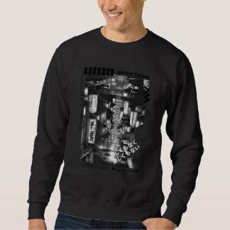 Retro Lofi Tokyo Japanska Streetwear Aesthetic Gra Lång Ärmad Tröja