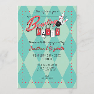 Retro logotyp Bowlingfest Inbjudan