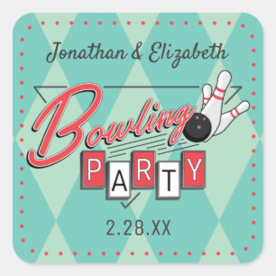 Retro logotyp Bowlingfest Sticker Fyrkantigt Klistermärke
