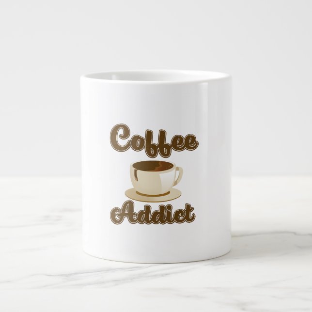 Retro logotyp för kaffeberoende jumbo mugg (Framsidan)