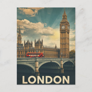 Retro London Big Ben och Buss Vykort