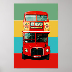 Retro London Buss Bands of Färg Poster